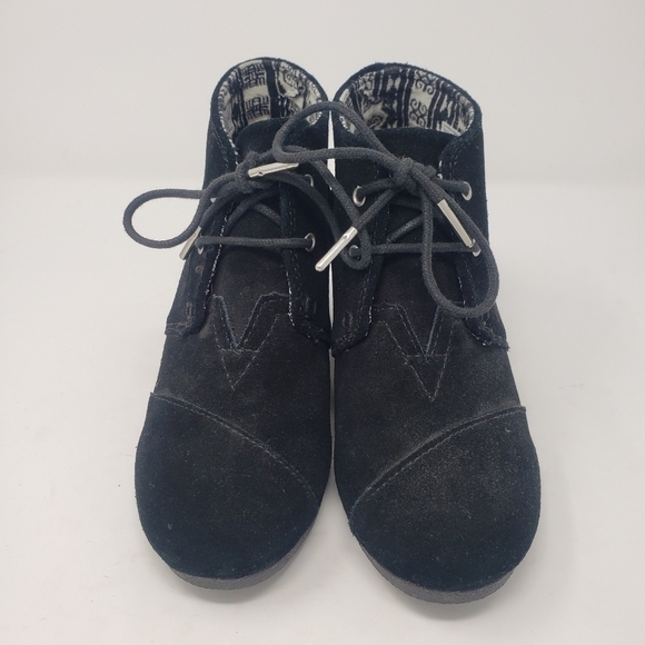 TOMS Black Suede Wedges - Picture 1 of 6